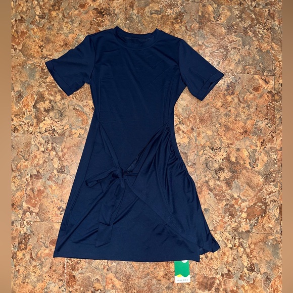 Halara Sapphire Blue Everyday Tie Knot Ruched Mini Chill Dress-Belle Size Small - Picture 4 of 9